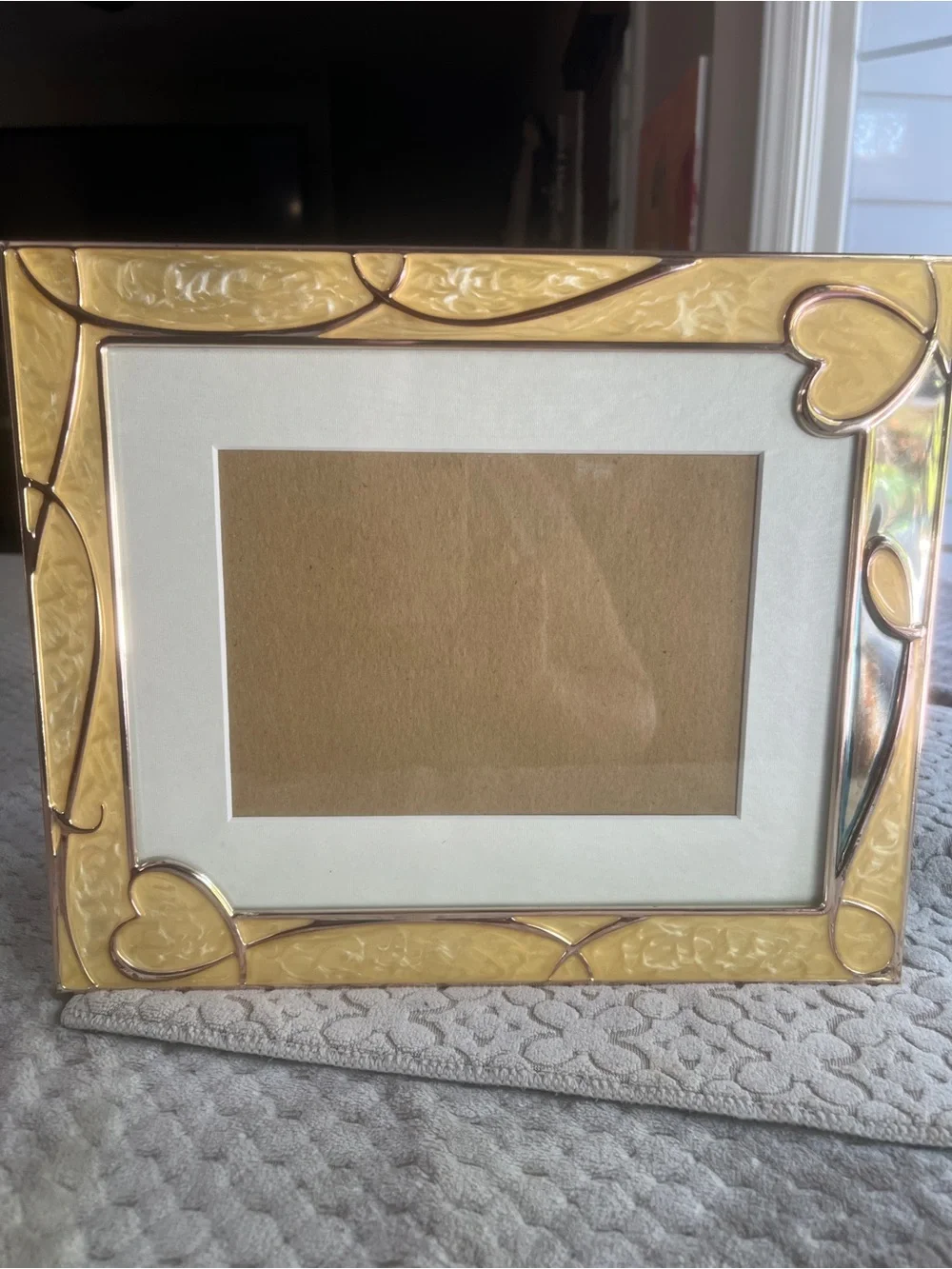 Yellow Heart Accent Picture 12”x10” Frame -  for 7”x5” Photo Display